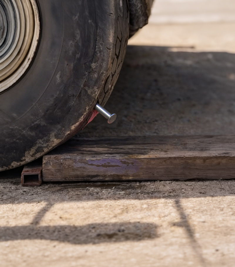 Visual del producto aplicado a llanta industrial